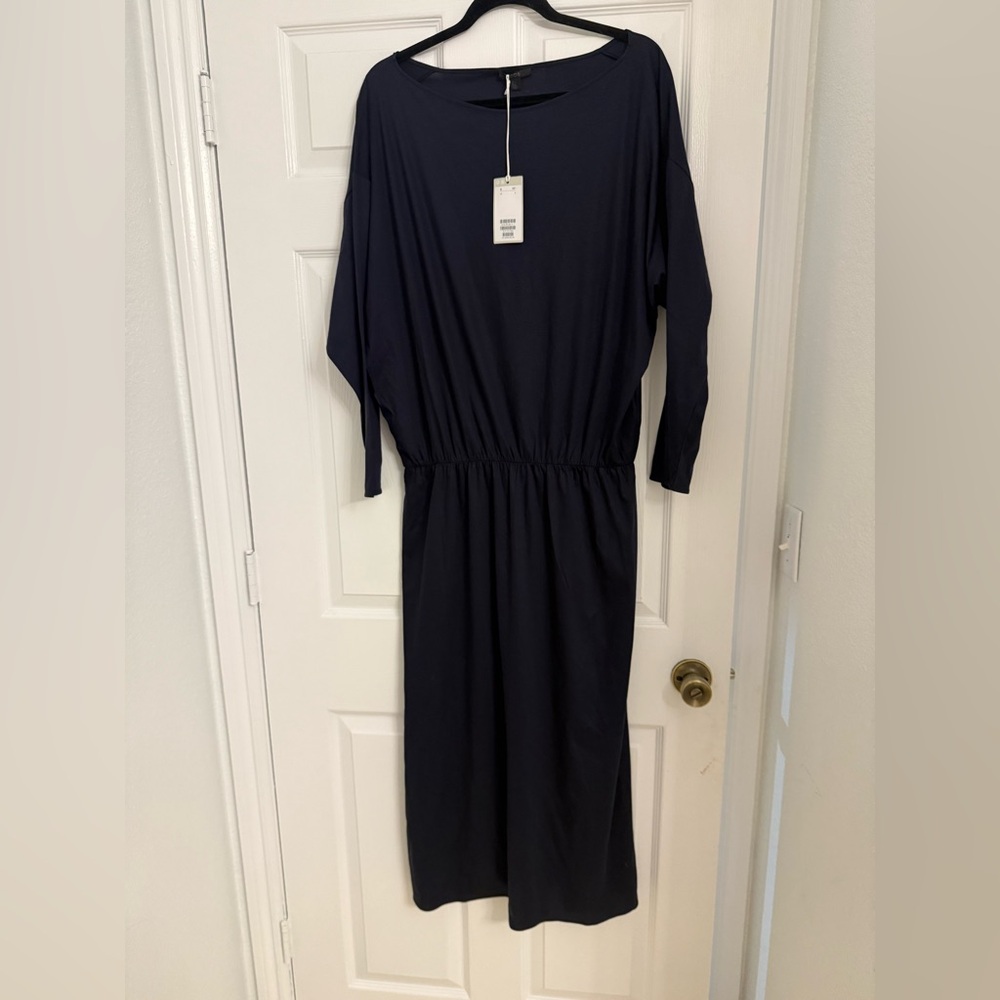 COS Blue Dolman Sleeve Crew Neck Gown